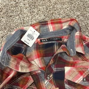BKE Red and Cream Plaid Shirt
